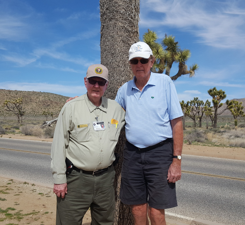 Jerry Seaburg and Dick Savage vist tallest Joshua Tree